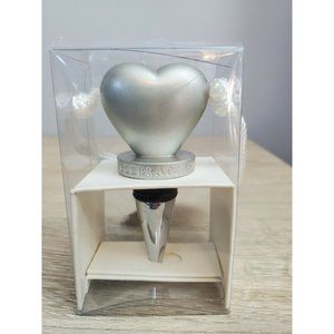 Hallmark Celebrate Love Celebrate Life Heart Wine BottleStopper Silvertone Metal